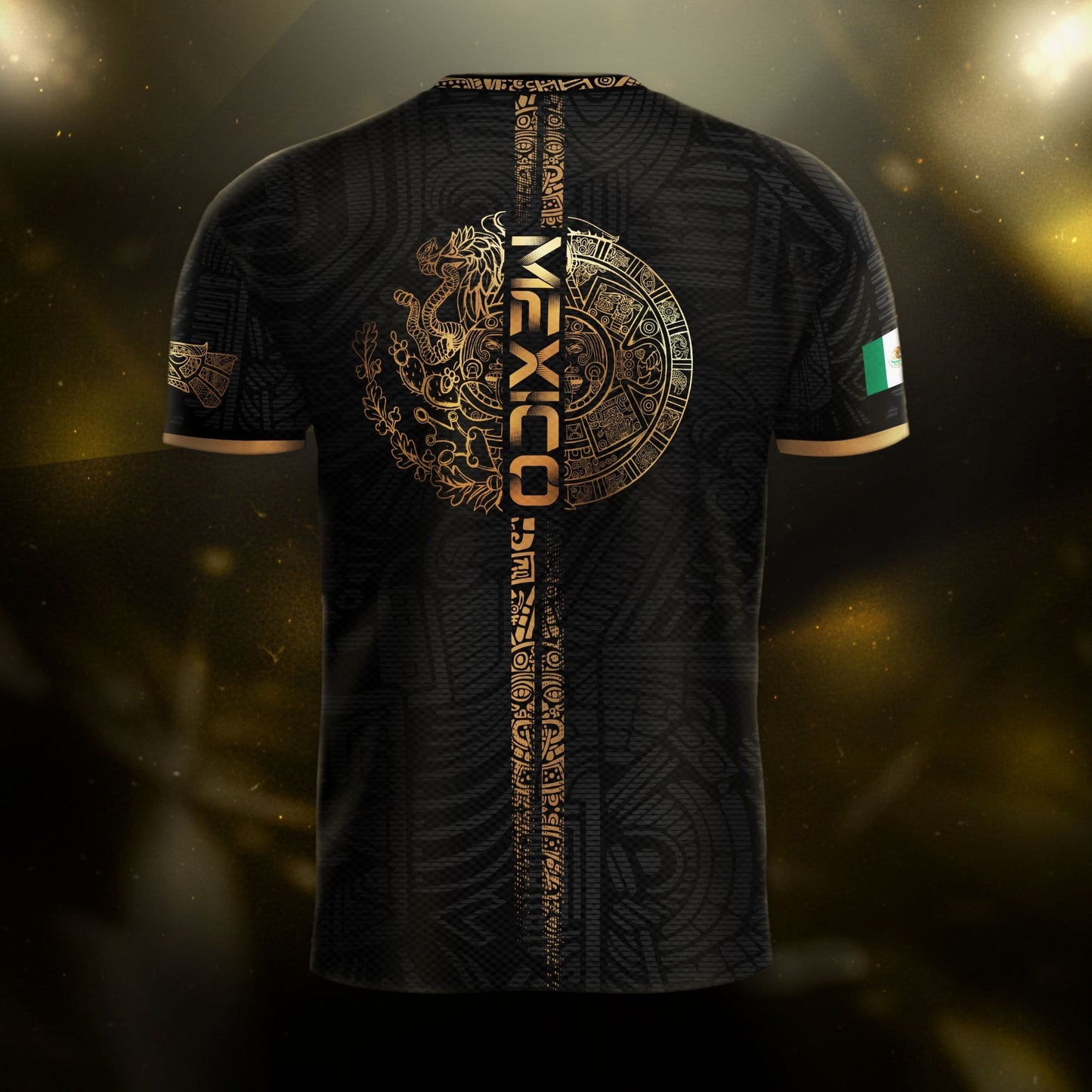 Mexico Black Gold Eagle Aztec Warrior Heritage Soccer Jersey